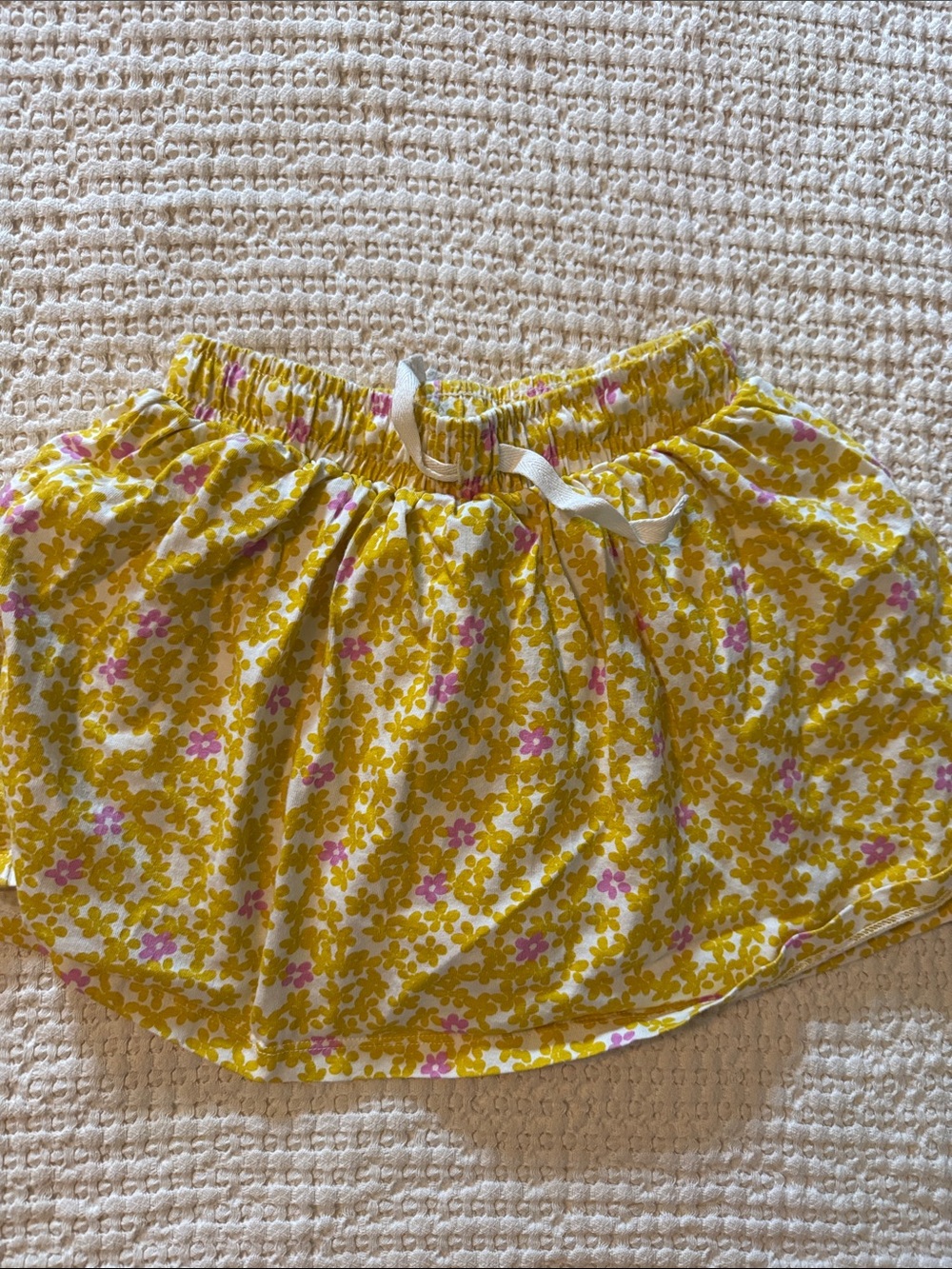 Hanna Andersson Yellow Floral Bubble Skirt with Pink Accents